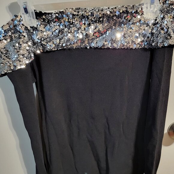 INC INTERNATIONAL CONCEPTS SEQUIN OFF SHOULDER SWEATER TOP SZ L - Picture 4 of 7